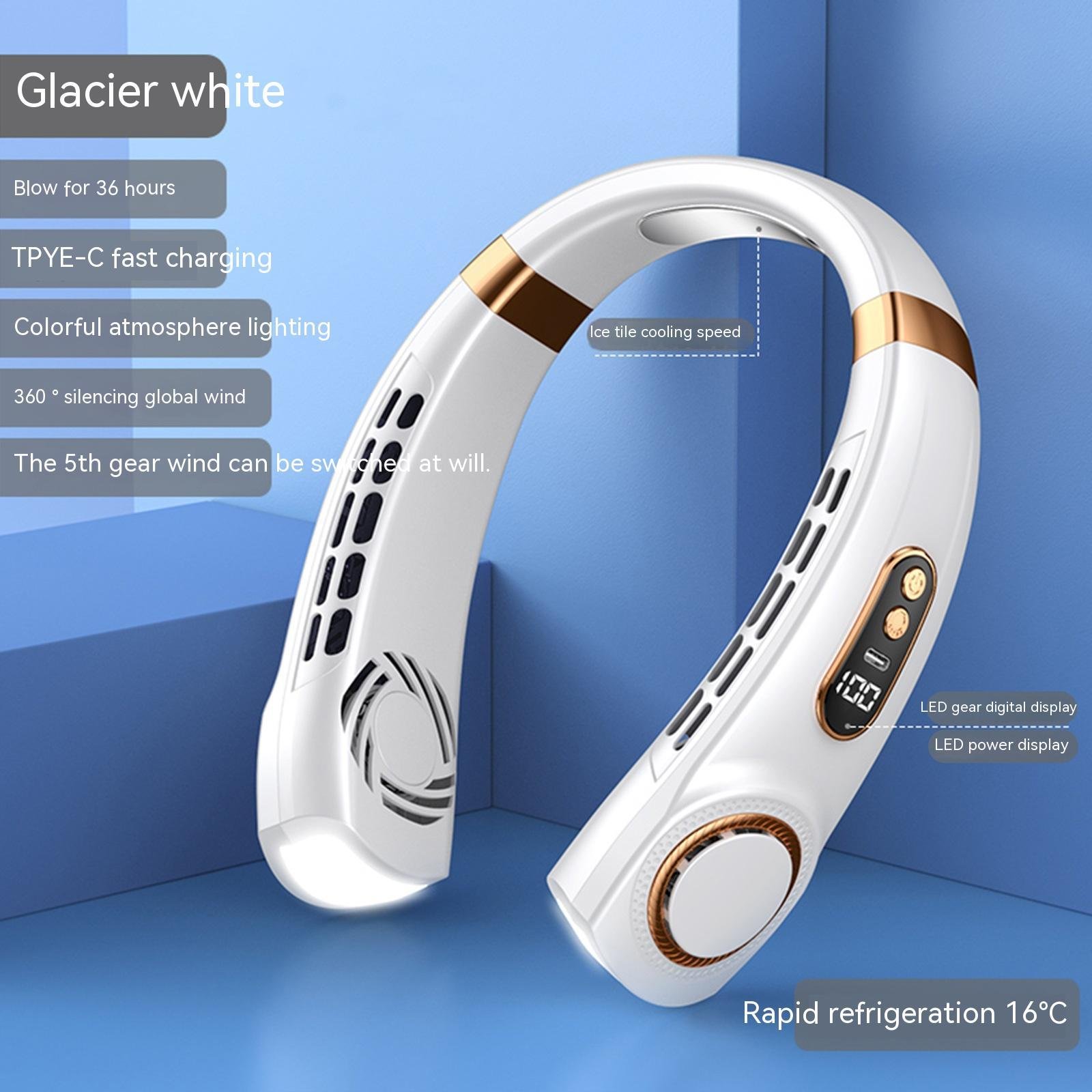 Portable Mute Multifunctional Hanging Neck Fan - Hands-Free Personal Cooling Device For Travel And Outdoor Activities - Image 2