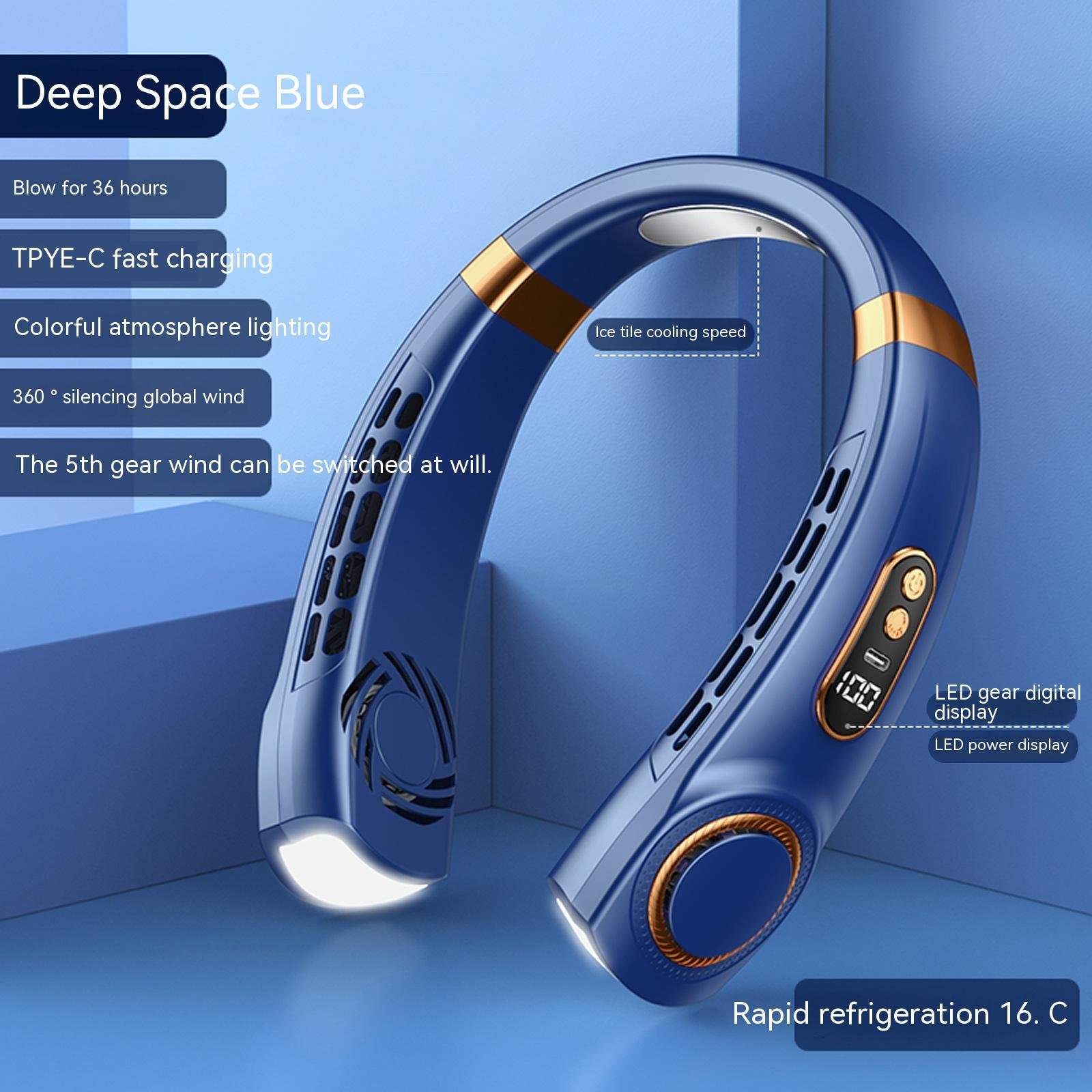 Portable Mute Multifunctional Hanging Neck Fan - Hands-Free Personal Cooling Device For Travel And Outdoor Activities - Image 8