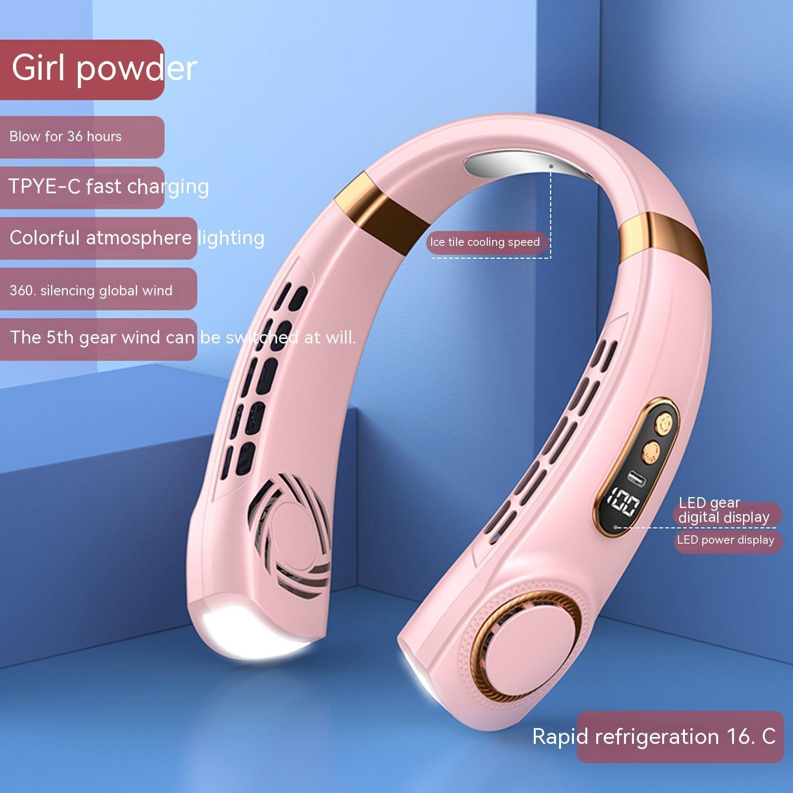 Portable Mute Multifunctional Hanging Neck Fan - Hands-Free Personal Cooling Device For Travel And Outdoor Activities - Image 6