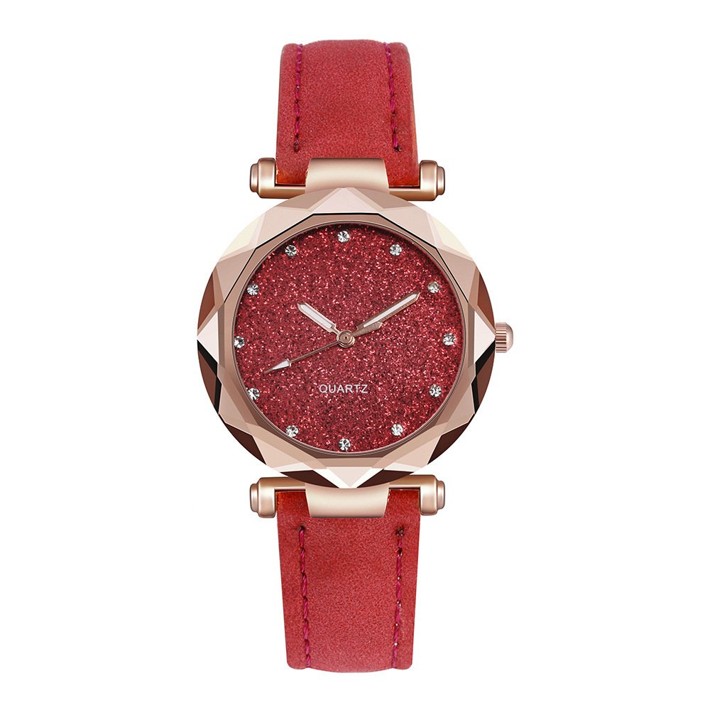 Casual Women Romantic Starry Sky Wrist Watch Leather Rhinestone Designer Ladies Clock - Image 5
