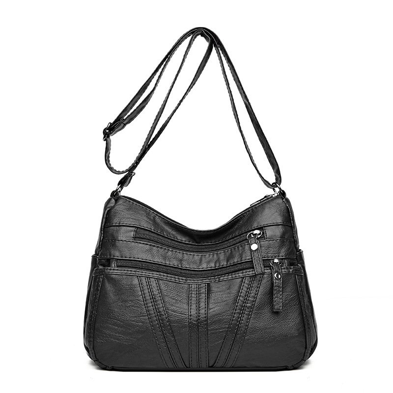 Soft, Washed-leather Textured Shoulder Crossbody Bag - Image 6