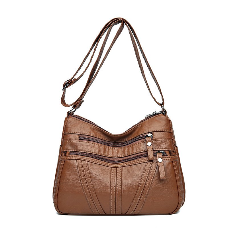 Soft, Washed-leather Textured Shoulder Crossbody Bag - Image 8