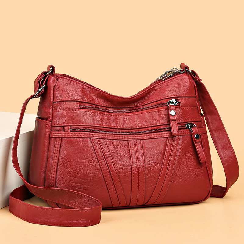 Soft, Washed-leather Textured Shoulder Crossbody Bag - Image 3