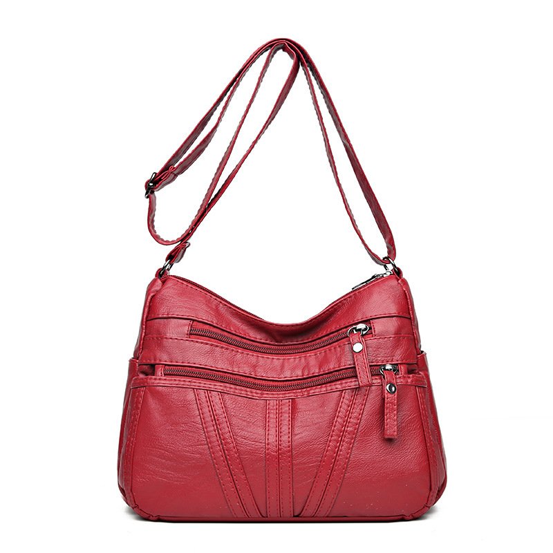 Soft, Washed-leather Textured Shoulder Crossbody Bag - Image 7