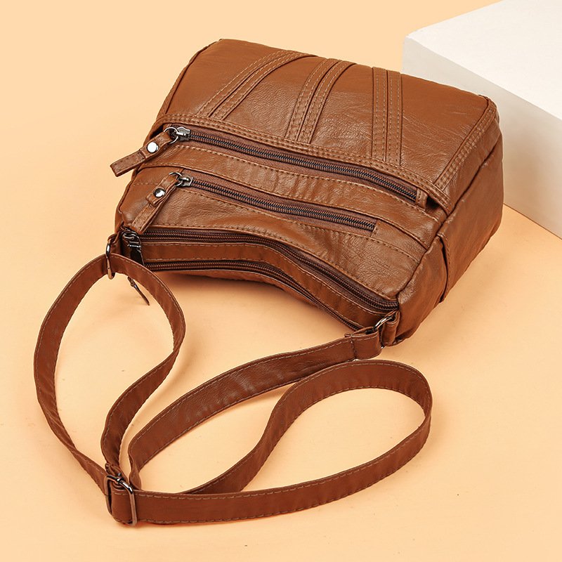 Soft, Washed-leather Textured Shoulder Crossbody Bag - Image 4