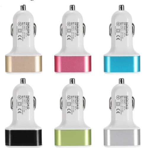 New 3USB car charger USB high-power universal car charger Square aluminum car charger