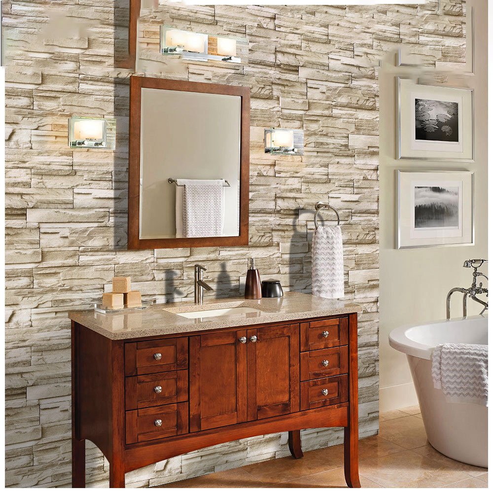 Amazon Explosive Brick Pattern Rock Sticker Waterproof PVC Wallpaper Bar Restaurant Background Wall Paper Wallpaper - Image 2