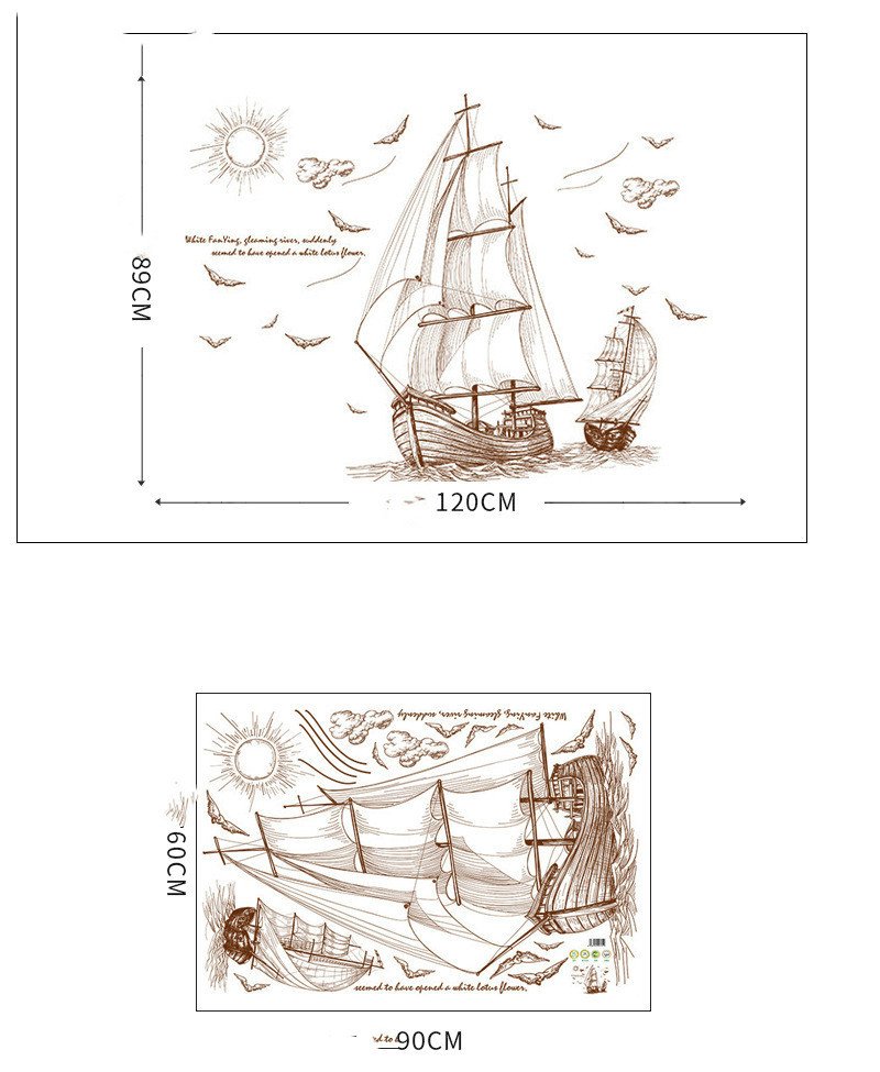 Sailboat Wall Stickers Living Room Television Background Wall Decorative Bedroom Children's Room Bedroom Wall Sticker Paper Stickers - Image 5