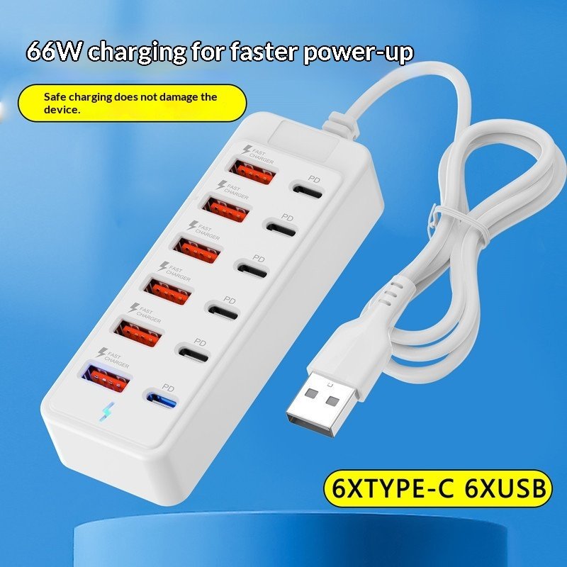 12-port 6-USB 6-Type-C Extension Cable HUB